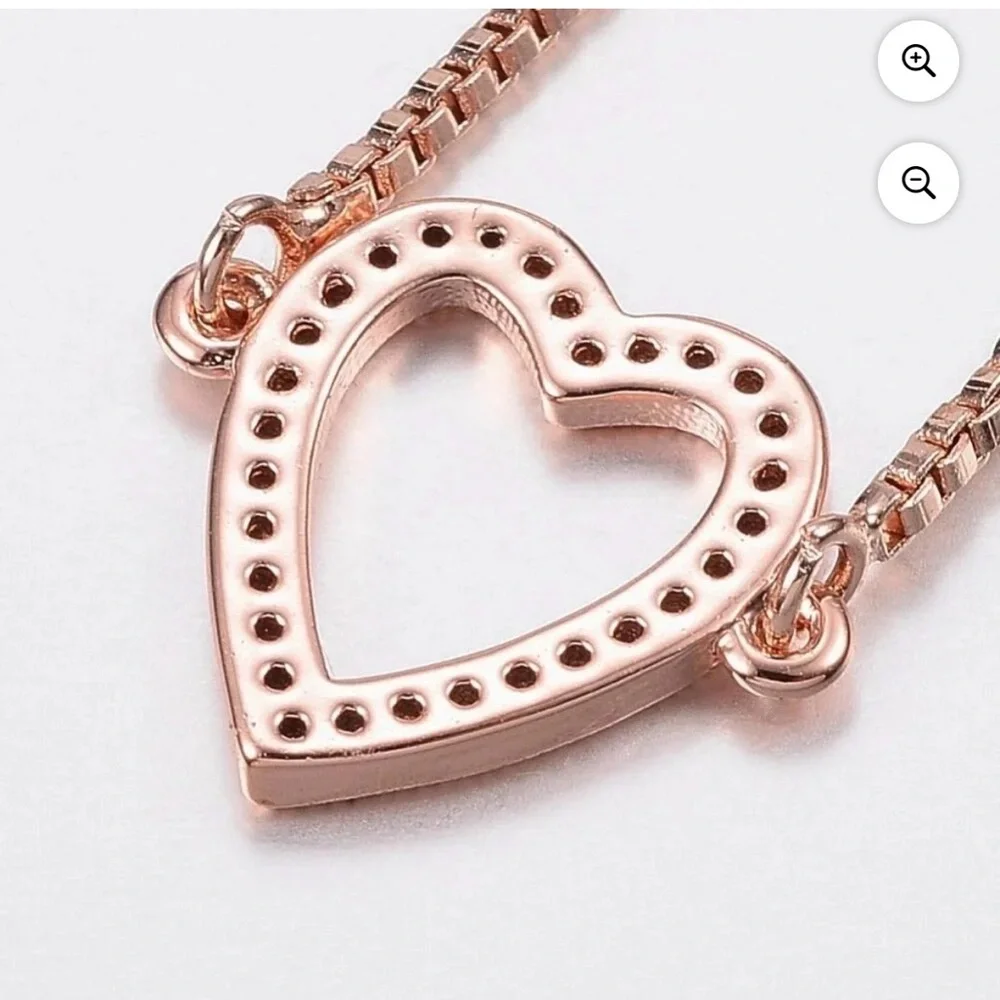 Elegant Rose Gold Heart Slider Bracelet Rose Gold 10-1/4